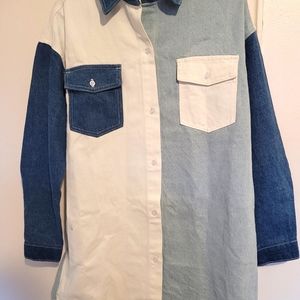 Missguided Contrast Denim Shirt Dress- Size 4